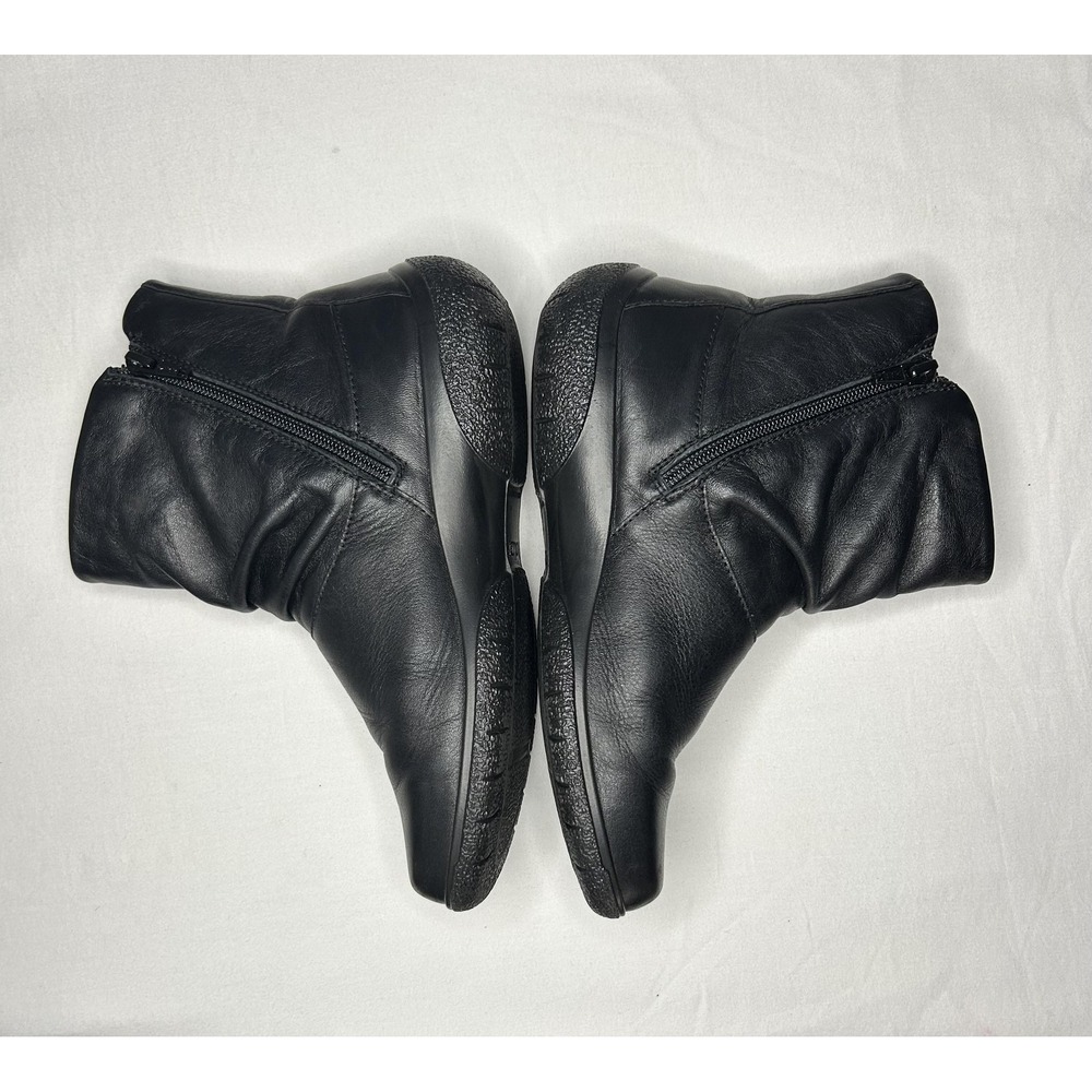 Hotter Boots Womens Size 6.5 Black Whisper Ankle Bootie Leather Zip Flat Comfort - Picture 7 of 16